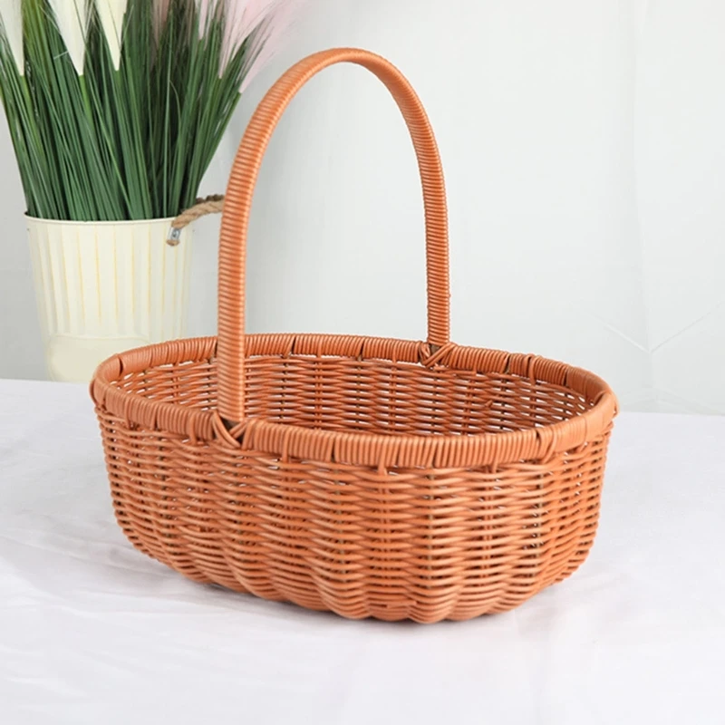 Handwoven Basket Handheld Basket Elegant Picnics Baskets with Handle Fashionable Flower Baskets Jewelry for Weddings