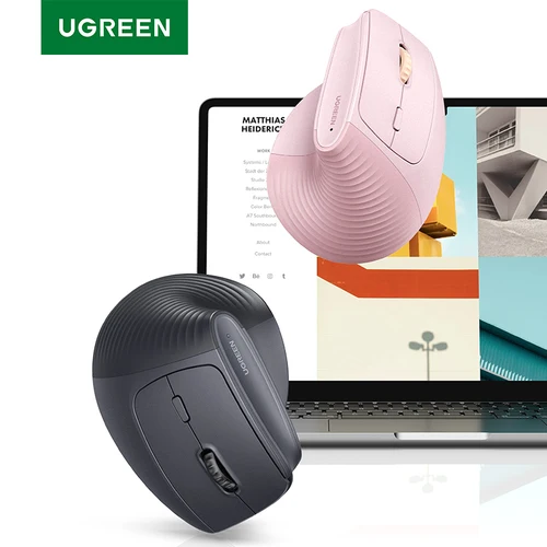 Ratón inalámbrico UGREEN Vertical 2,4G ergonómico 4000DPI 6 botones silenciosos para MacBook Tablet portátiles ordenador PC ratones negro rosa