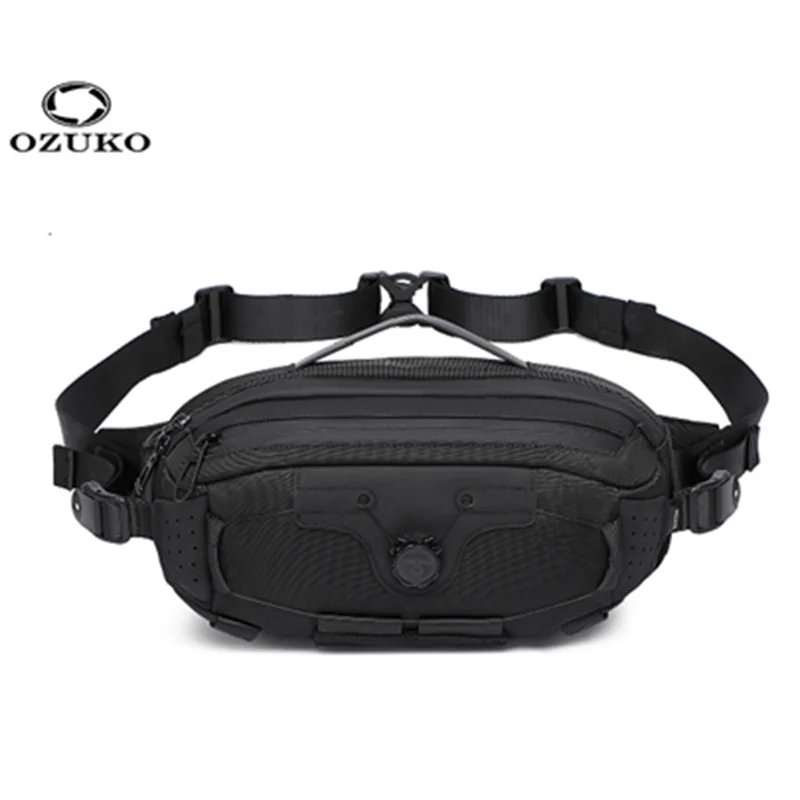 OZUKO Multi-function Chest Bag Men Tactical Techwear Waist Bag Rotate Button Design Crossbody Bags bolsos para hombre сумка