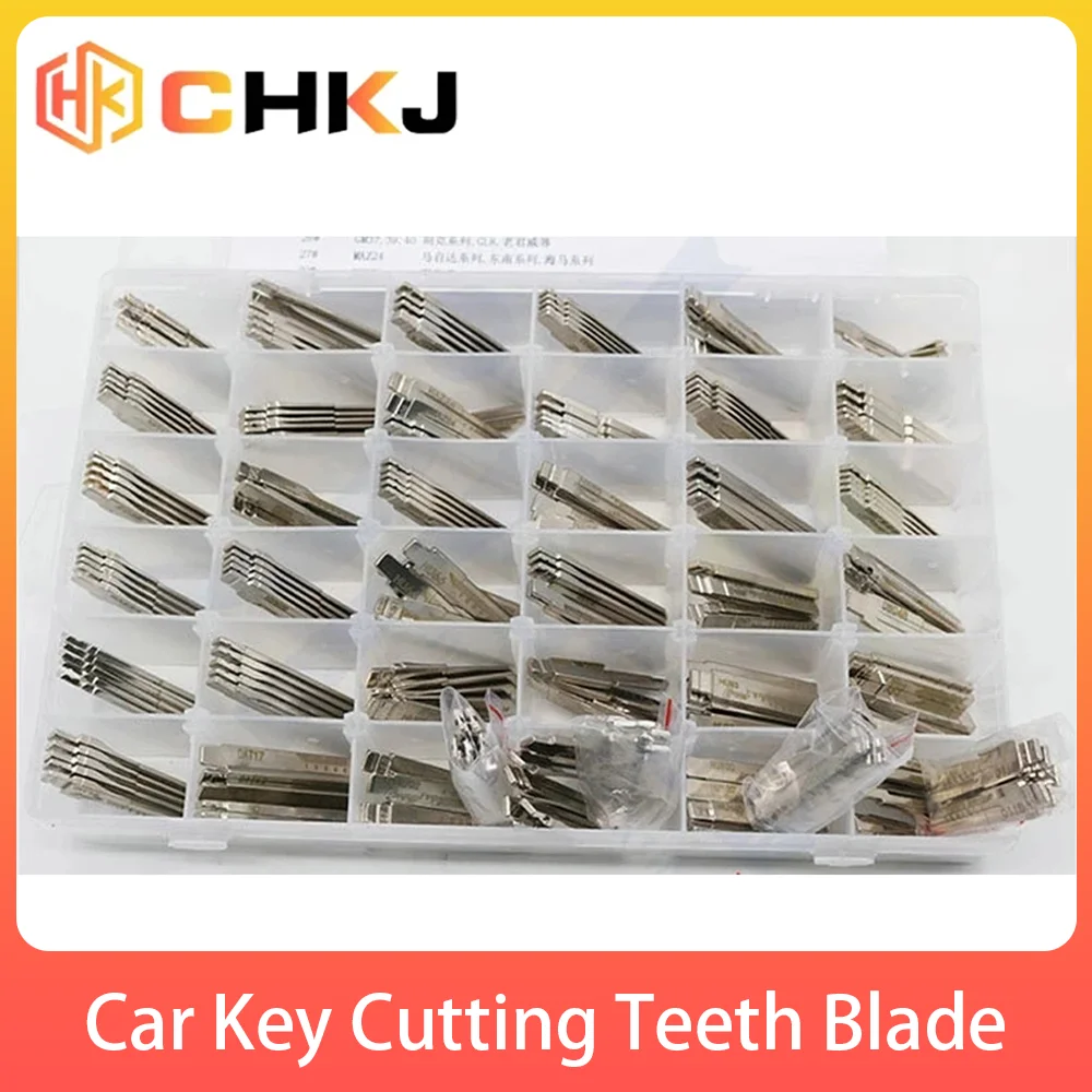 CHKJ 40 Types 200PCS Engraving Contrast Line Scale Cutting Teeth Blank Car Key Cutting Teeth Blade Key For Brands Locksmith Tool