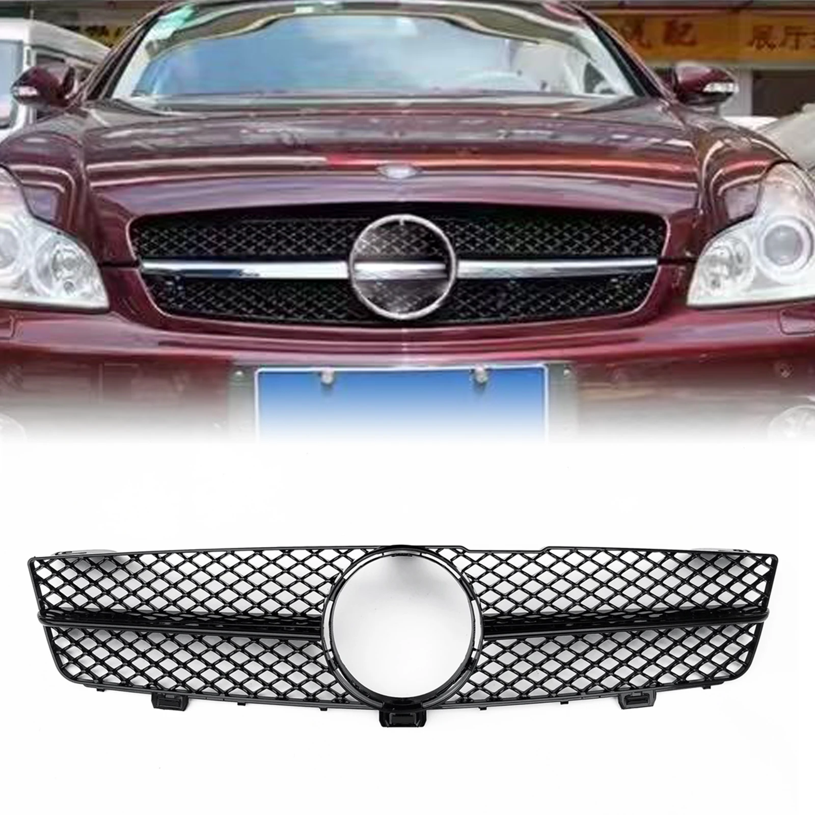 

Решетка для Mercedes Benz W219 CLS CLASS 2009-2011 CLS350 CLS500 CLS550 CLS600 Передняя решетка черный/серебристый верхний бампер, сетка капота
