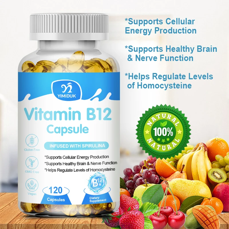 

Vitamin B12 Capsule 1000 Mcg Methyl B12 Organic Spirulina Protect Nervous System& Blood Cell Immune Vitamin Supplement