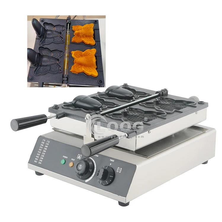 

Customized Butterfly Waffle Maker Machine Other Snack Machine Commercial Electric Animal Shape Waffle Cone Maker for Ice Cream