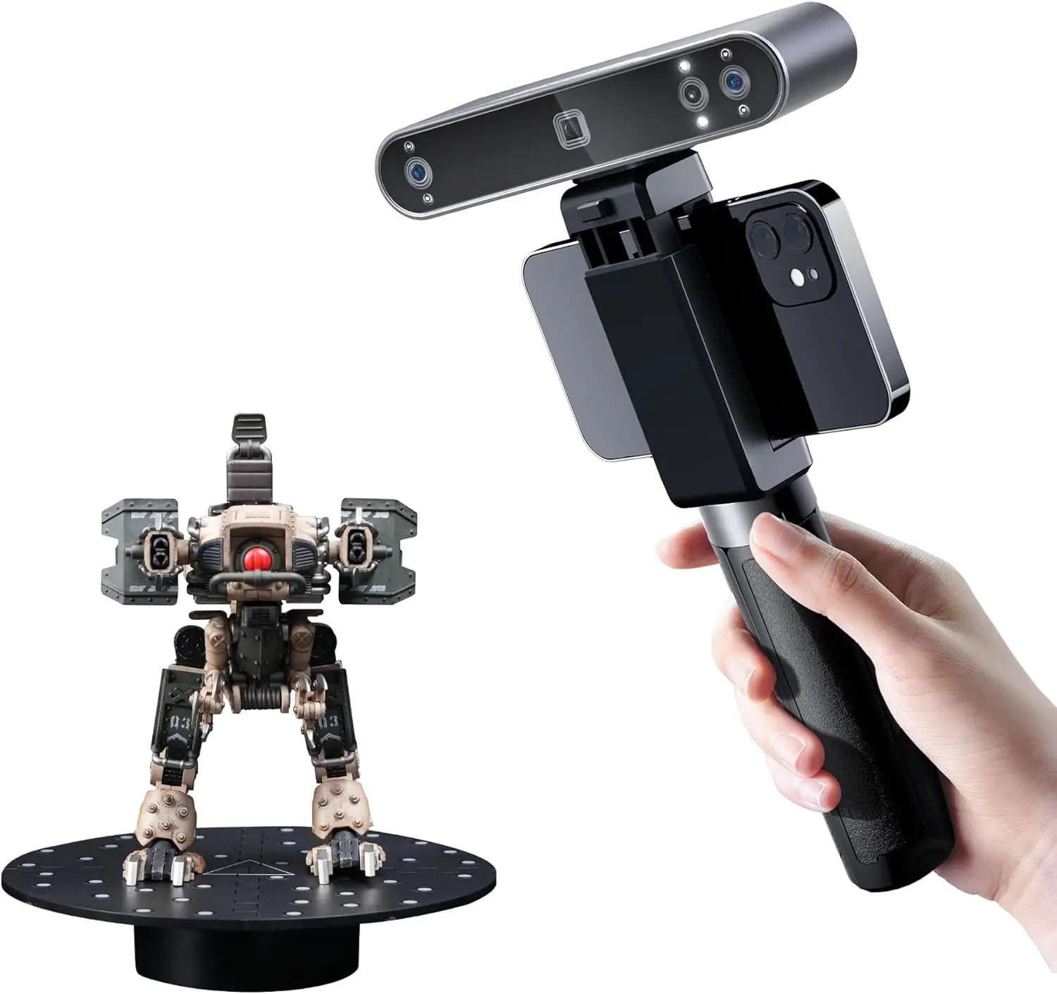 Revopoint POP3 Plus 3D Scanner, Full-Color Scan, for 3D Printing, Standard | 0.04mm, for Medium Object, Outdoor Scanning