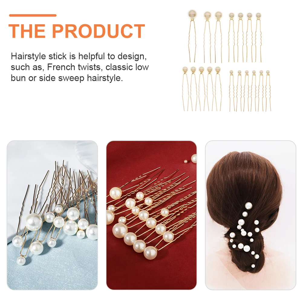 

18pcs U shaped Hairpin Pins Pearl Bridal Wedding Accessories Chopsticks Women Hairstyle Tools Lightweight Anti scratch