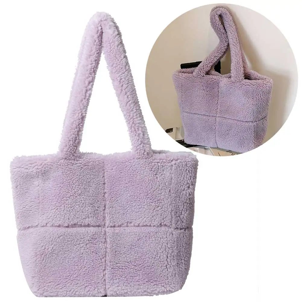 فو الفراء حقيبة يد المرأة عادية امبسوول حمل حقيبة خفيفة الوزن غامض حقيبة كتف فروي الإبط حقيبة المتسوق حقيبة حقيبة #3