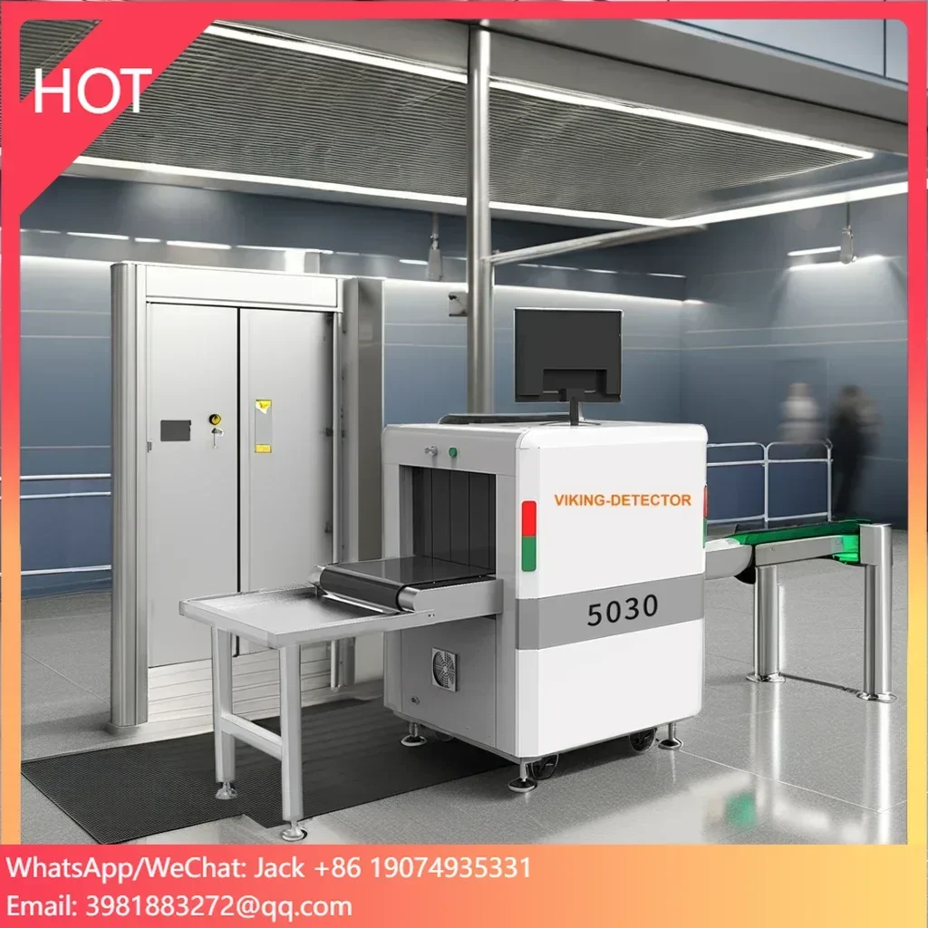 Airport Security Industrial X-Ray Scanner Machines Baggage Screening Metal Detectors in Action