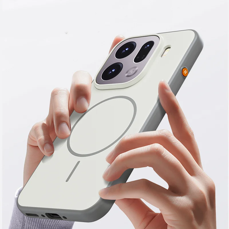 Etui do OPPO Find X9 Pro, X10 Pro Max, X9s – magnetyczne, dwukolorowe, matowe, wykonane z PC i TPU, zapewniające przyjemne w dotyku wykończenie, z metalowymi przyciskami. — zdjęcie produktu 6