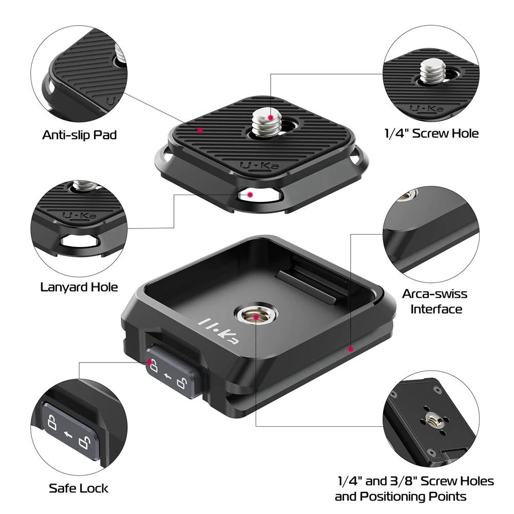 N35R_TIMEPROOF ULANZI UKA01 Camera Quick Release Plate Kit Arca/F38 Interface