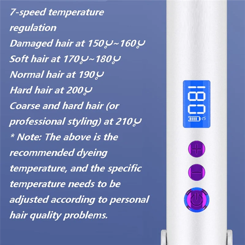 ABLU-ポータブル USB 充電式ヘアアイロンとカーラー、パワーバンク付きトラベルフラットヘアワンドワイヤレスストレート