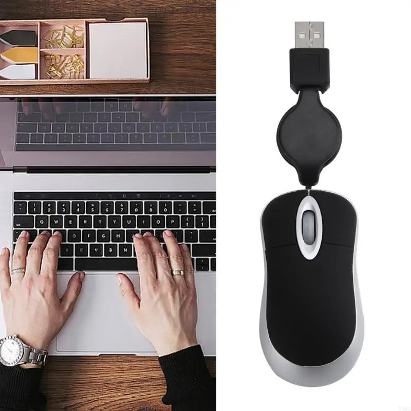 Retractable USB Cord Mouses Girl Creative Computer Peripherals Notebook