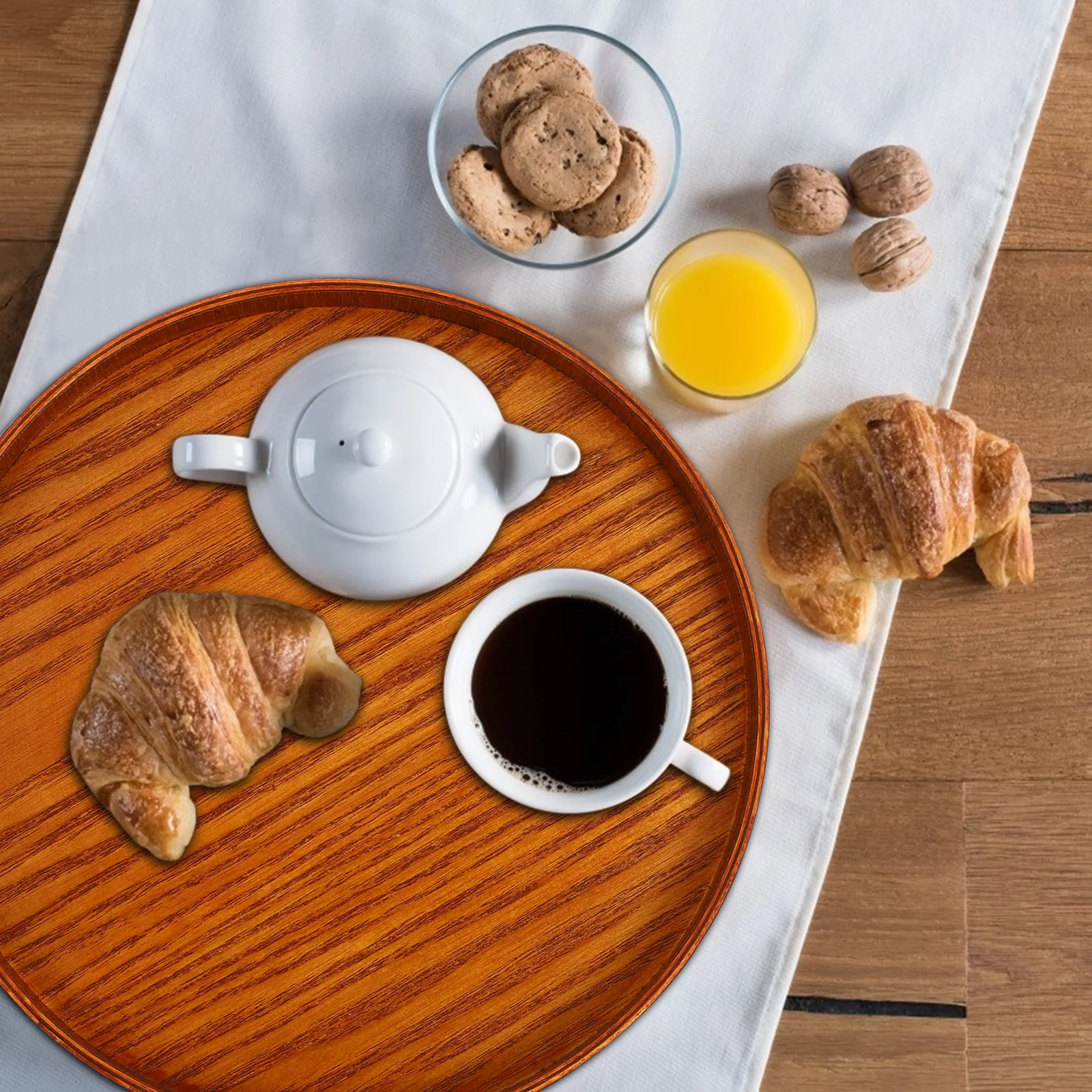 

1Pcs Fruit Tray Wooden Plate Light Color Rustic Flat Stoneware Multi-Purpose Snack Serving Tray Dinner Steak Plate