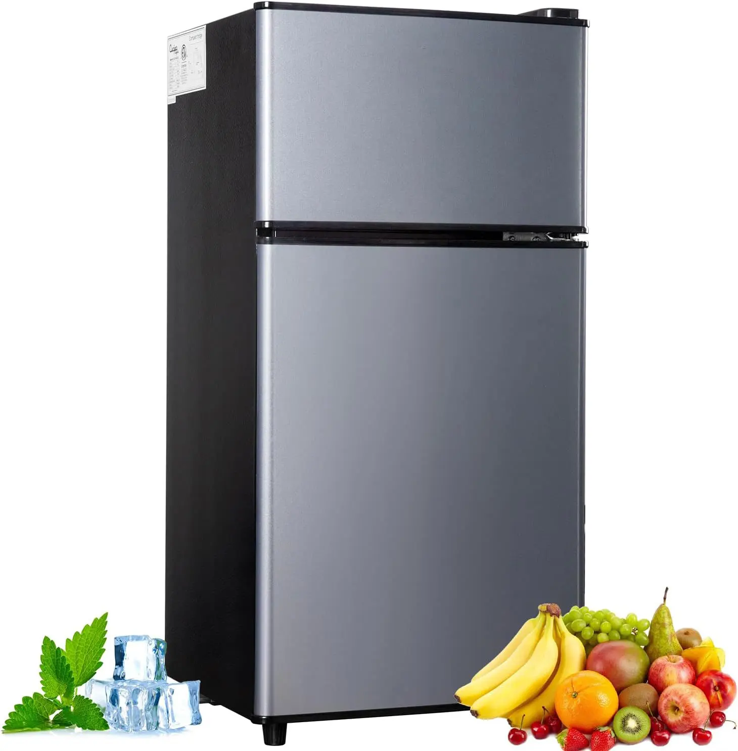 Mini Fridge with Freezer, 2.9 Cu.Ft Small Fridge, Energy Saving, Low Noise,7 Adjustable Thermostat, Double Door  Refrigerator