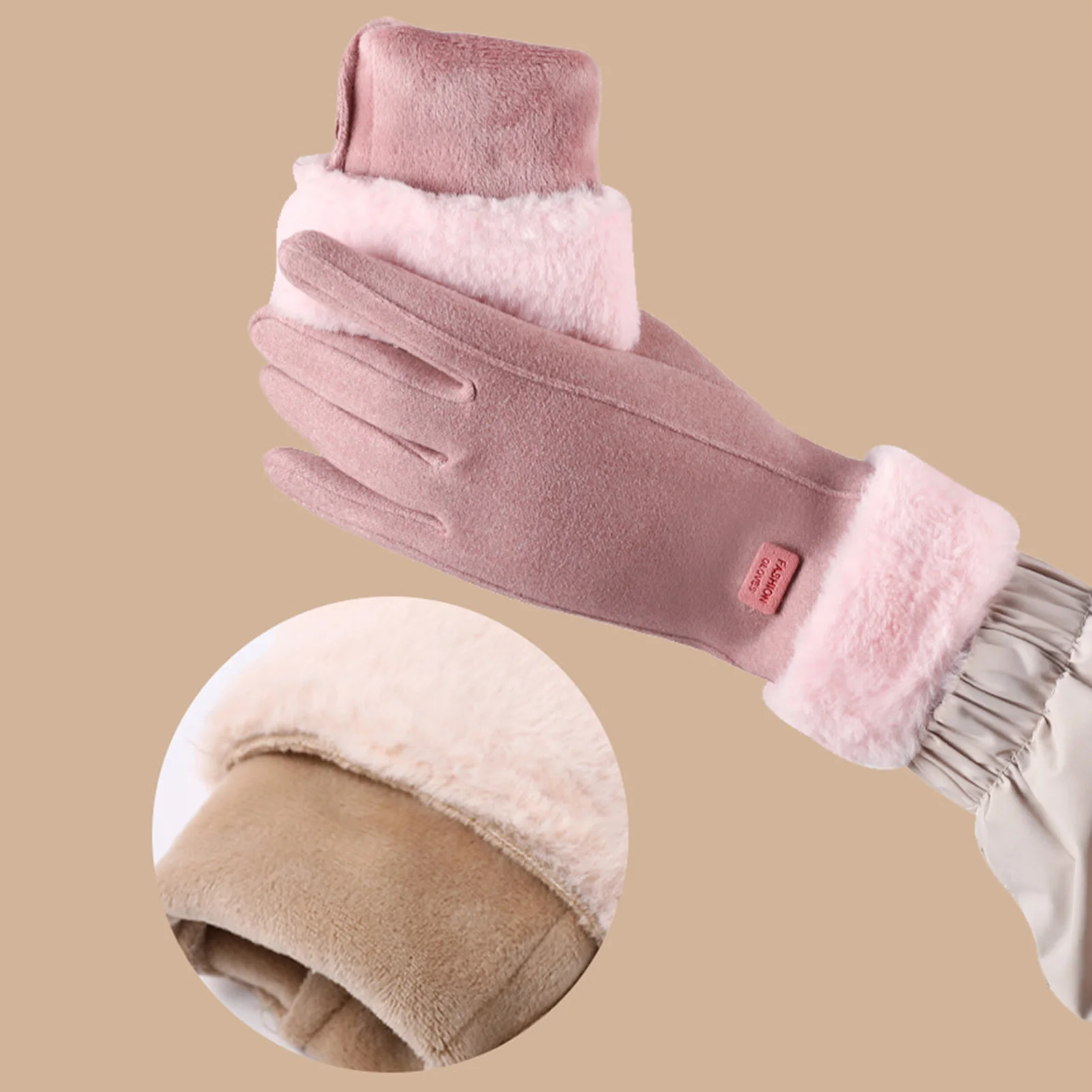 

Outdoor Cycling Gloves Winter Windproof Warm Full Finger Gloves For Women Soft Comfortable Velvet Mittens Touchscreen Gloves