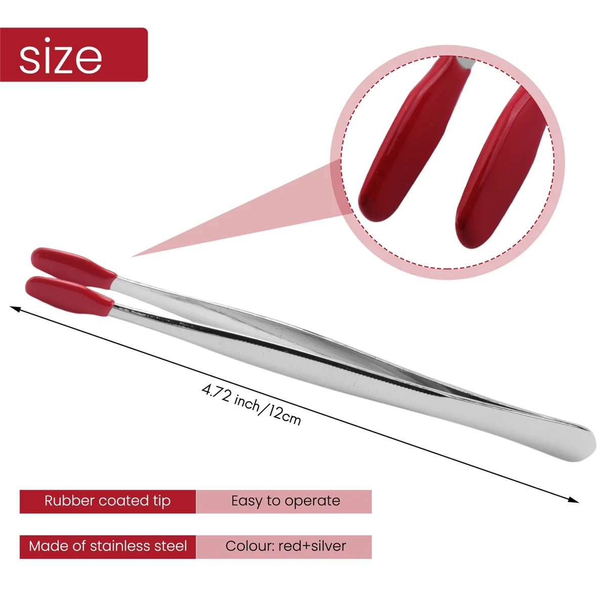 A06K, 2 шт., пинцеты с резиновым наконечником, прецизионные силиконовые пинцеты из ПВХ, лабораторные промышленные пинцеты для хобби, красный инструмент