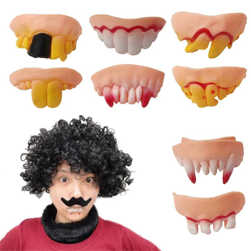 10pcs Simulation Rotten Teeth Dentures Fake Vampire Teeth Halloween Party Prank Toys Cosplay Fake Teeth Trick Props For Parties