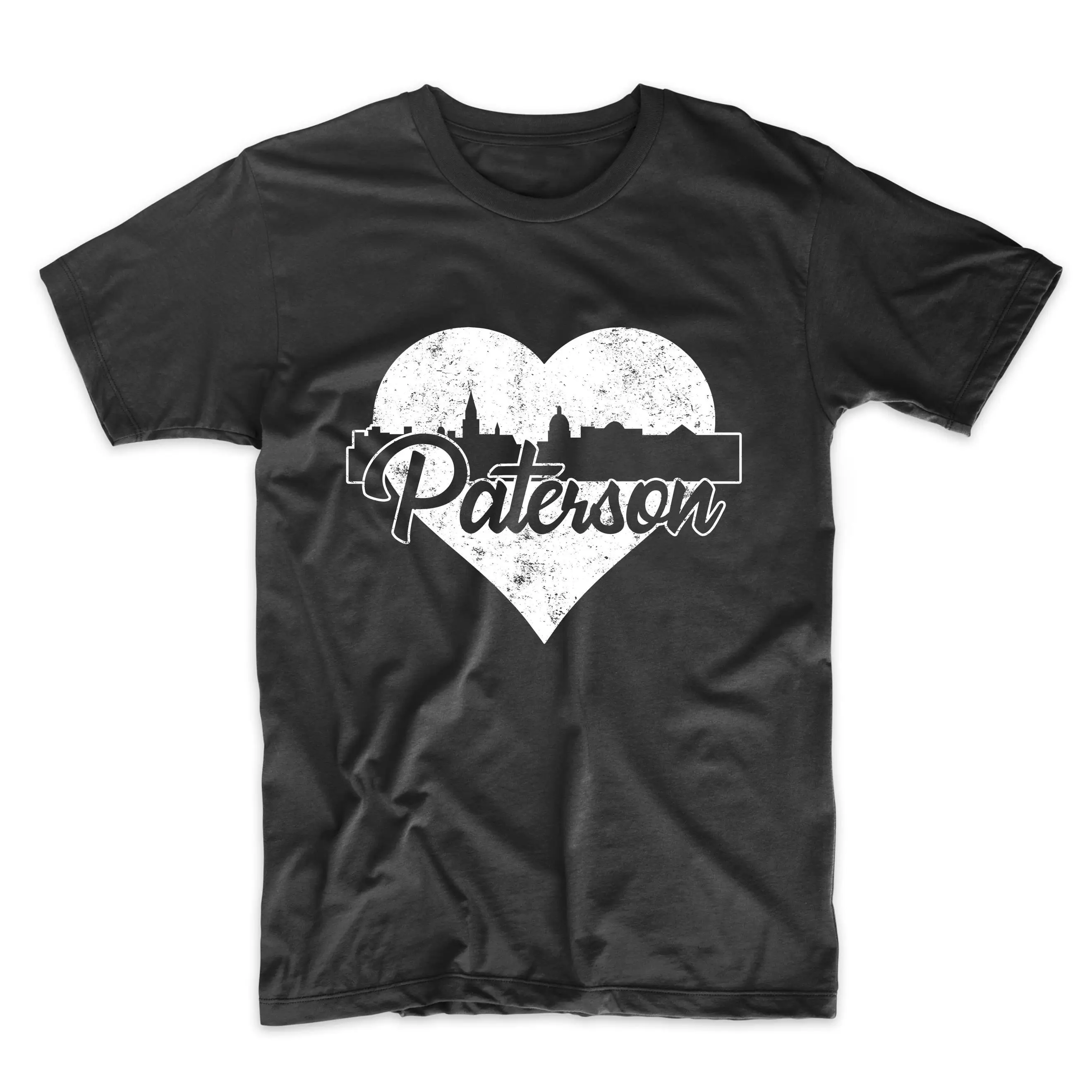 Men'S Paterson T Shirt Retro New Jersey Skyline Heart Distressed