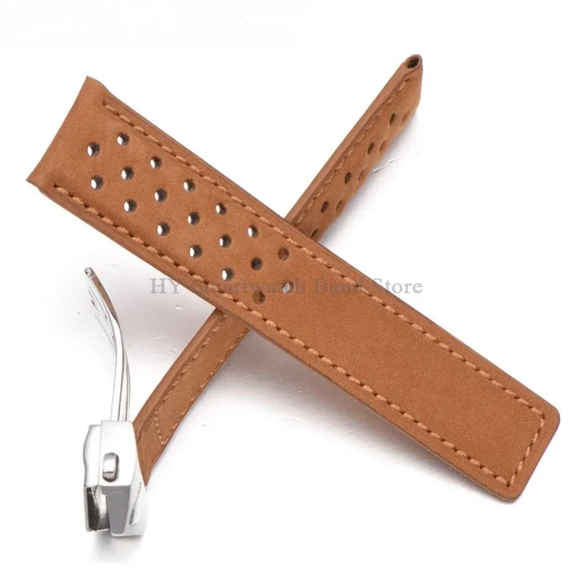 20mm 22mm 24mm pulseira de relógio de couro genuíno respirável para tag heuer pulseira de substituição pulseira macia fivela dobrável de metal