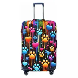 Custom Rainbow Dog Paw Heart Pattern Luggage Cover Protector Elastic Travel Suitcase Covers