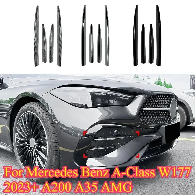Car Front Bumper Spoiler Splitter Air Intake Grille Trim Cover for Mercedes Benz A-Class W177 2023+ A200 A35 Car Styling