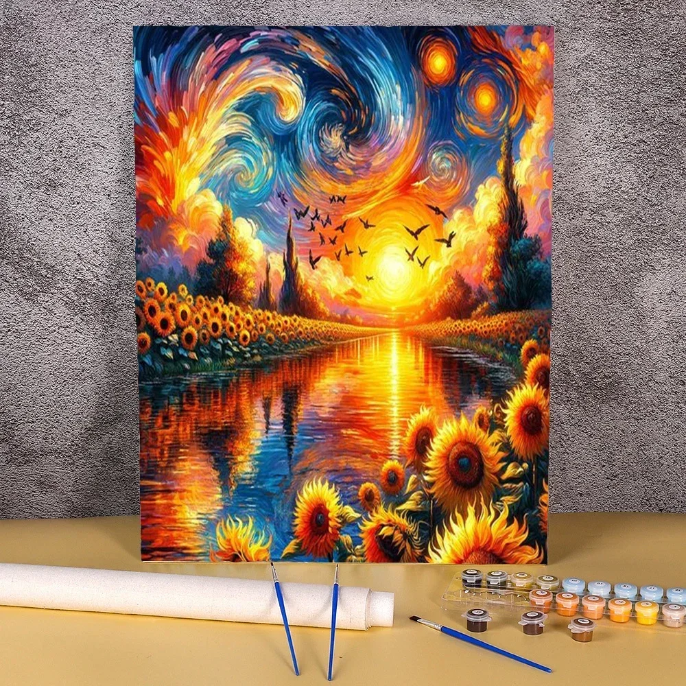 

601249 By Numbers Abstract Scenery Kits Hand Painted Painting Home Decor Adults Paint By Number Sunflower Drawing On Canvas