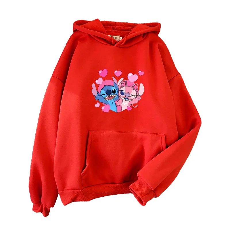 Pink Balloon Stitch Winter Loose Men and Women Couples Students Fashion Hooded Long-sleeved Hooded Sweater