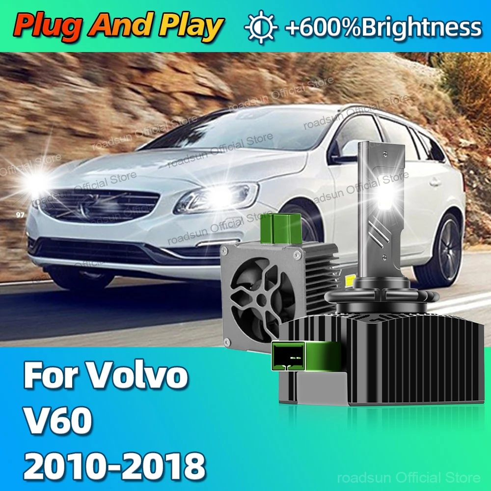 

6000K Turbo LED Canbus Car Light Bulbs 30000LM Headlights HID D3S For Volvo V60 2010 2011 2012 2013 2014 2015 2016 2017 2018