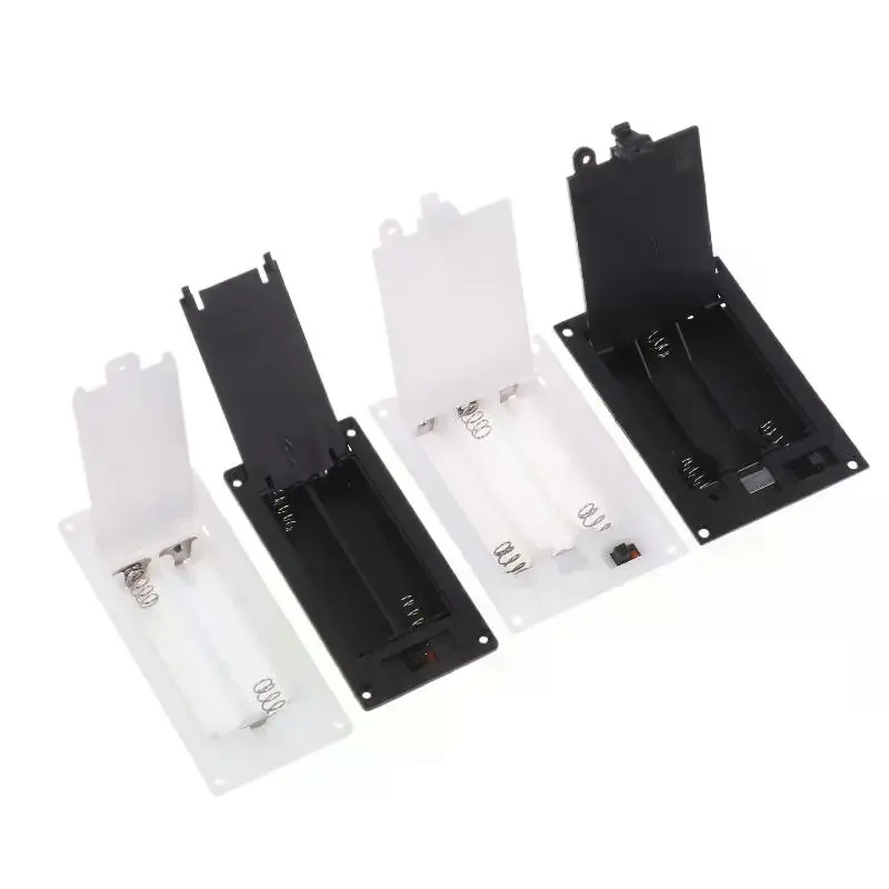 1/3Pcs Batteries Shell Plastic 2x3x AAA Rectangular Embedded Battery Holder Storage Box Case With Switch Cover