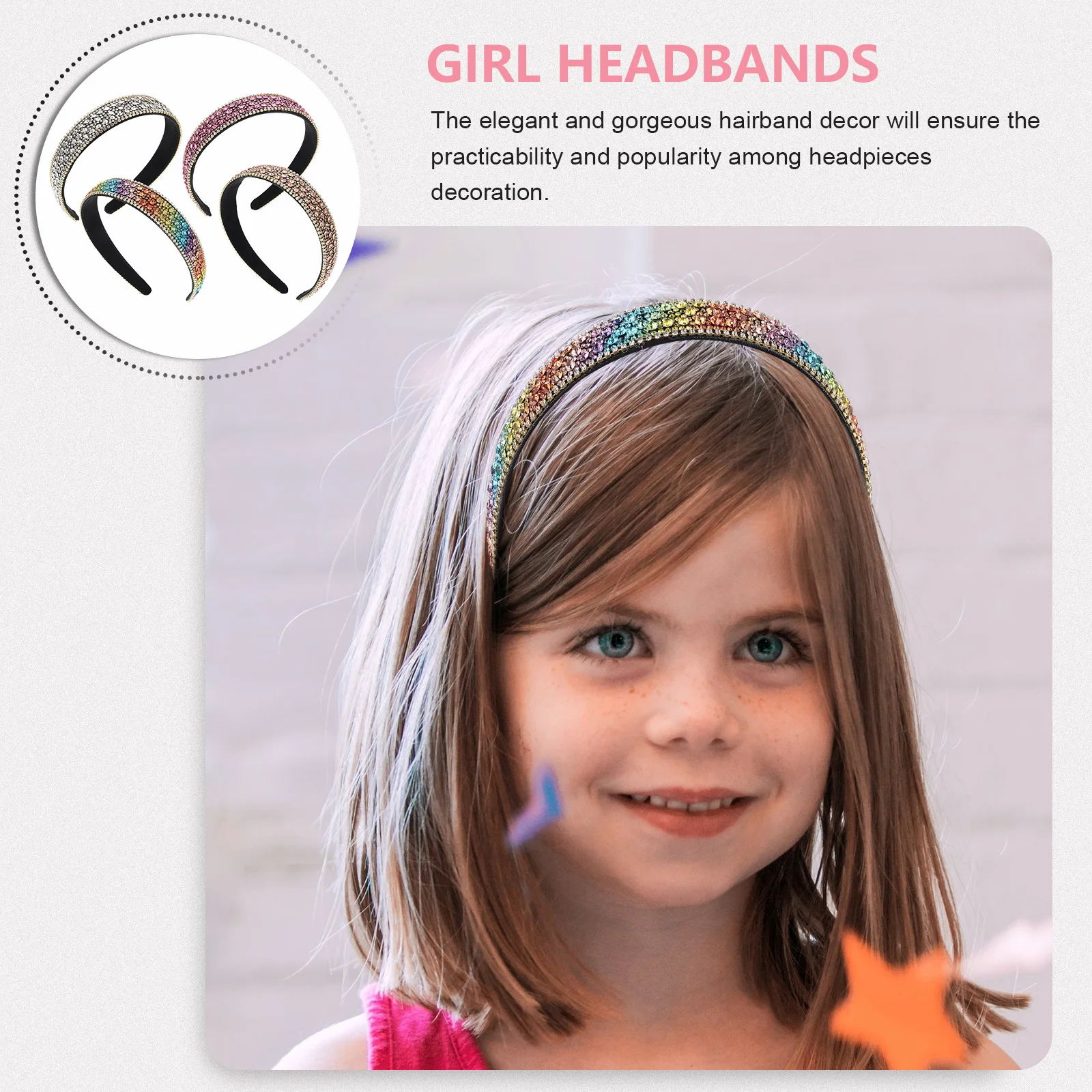 

4Pcs Female Rhinestone Hairbands Hoops Elegant Universal Size Hair Decoration Headwear for Girls Women