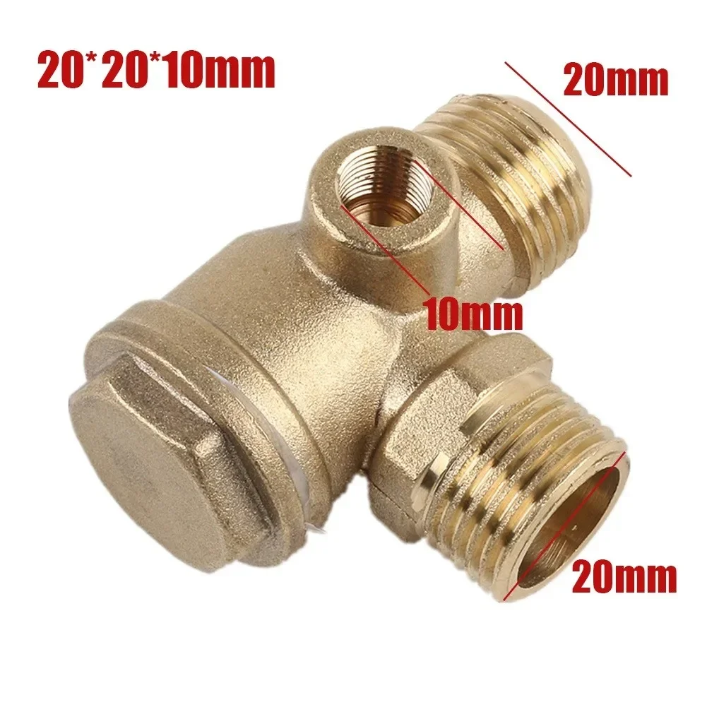 1pc Air Compressor Check Valve Repartment Air Compressor 3-Port Brass Male Threaded Check Valve Connector Tool 20*20*10mm