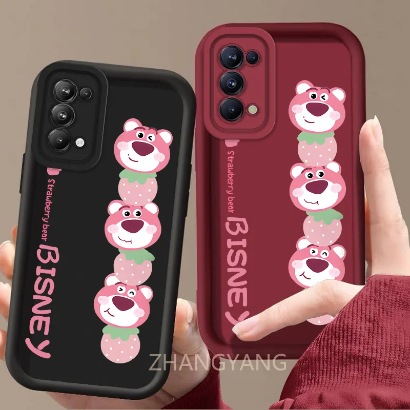 Case For OPPO Reno 5 Reno 4 4G Cute cartoon bear phone case with silicone TPU soft case anti drop and shockproof phone camera fu