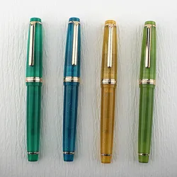 Jinhao-pluma estilográfica azul Pavo Real 82, pluma acrílica giratoria dorada EF F Nib, suministros escolares de oficina y negocios, tinta de escritura