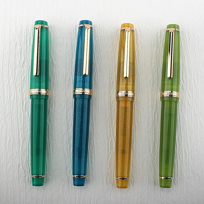 Luxury Jinhao 82 Peacock Blue Fountain Pen Acrylic Pen Spin Golden EF F Nib Business Office School Supplies Writing Ink Pen