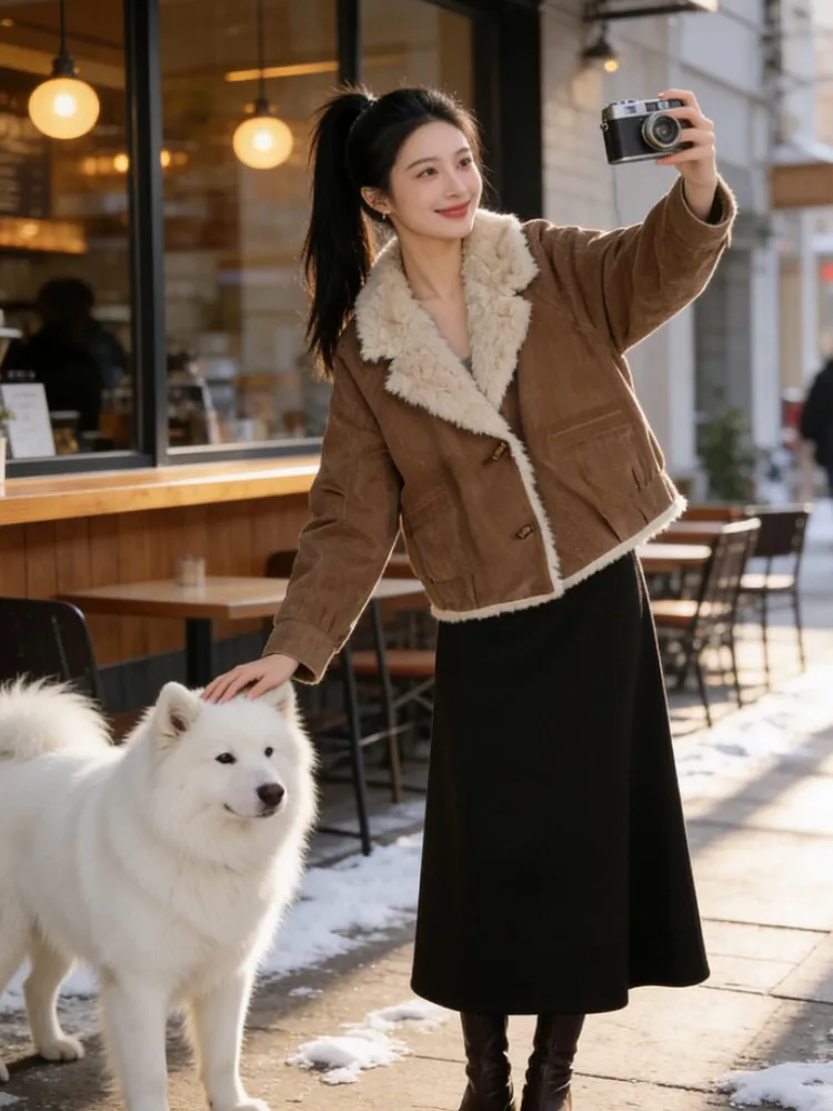 

Женское повседневное хлопковое пальто с бархатным воротником в стиле пэчворк, весна-осень-зима, модное красивое пальто на пуговицах