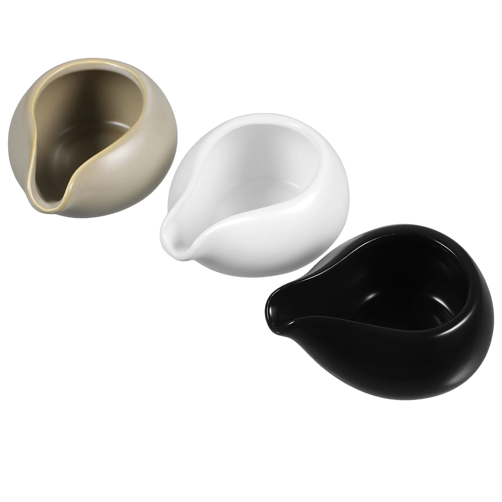 

3pcs Ceramic Milk Pitcher Nordic Style Sauce Jug Coffee Syrup Kettle Creamer Bar Supplies Kitchen Set 150ml Black Marble White