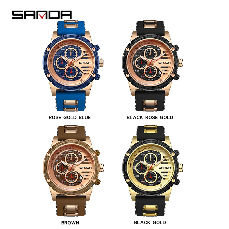 SANDA 5508 orologio da uomo Casual di alta qualità orologio da polso da uomo al quarzo militare con cronografo luminoso impermeabile di lusso