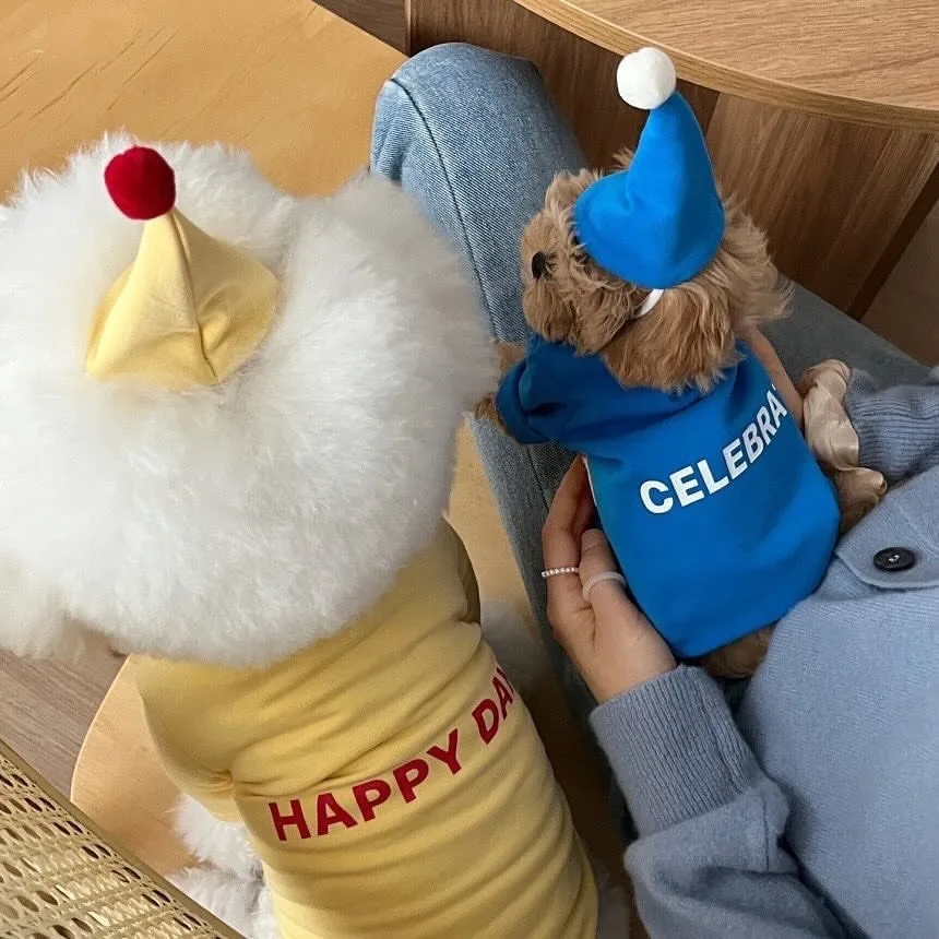 

No Hat,Maltese Korean Birthday Sweatshirt Pet Summer Clothes Teddy Letter Print Pullover Casual Dog Vest Pet Supplies