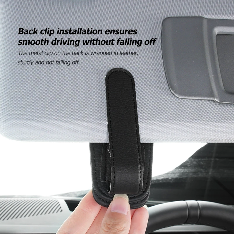 For Toyota Car Mounted Sun Visor Glasses Clip Leather Eyeglasses Storage GR Sport Gazoo Racing Yaris 86 Corolla Hilux Supra view 5