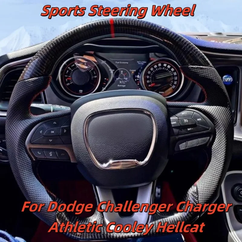 

Car Steering Wheel Forged Carbon Fiber Custom Made Leather For Dodge Challenger Charger Athletic Cooley Hellcat Car Accessories