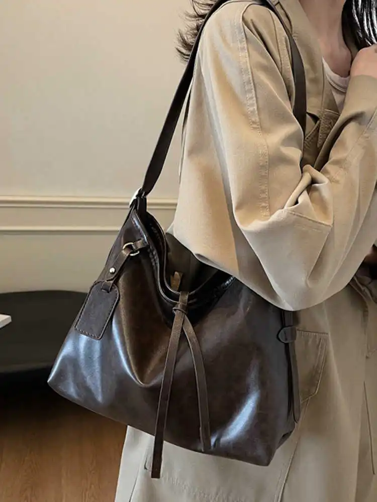 

Элегантные винтажные женские сумки-тоут из искусственной кожи, новые большие вместительные сумки через плечо на одно плечо, высококачественные женские сумки подмышками