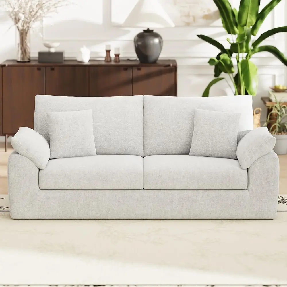 

Loveseat Sofa with 4 Pillows for Modern Living Room, 2 Seater, Ideal for Small Spaces, Beige, No Assembly Required