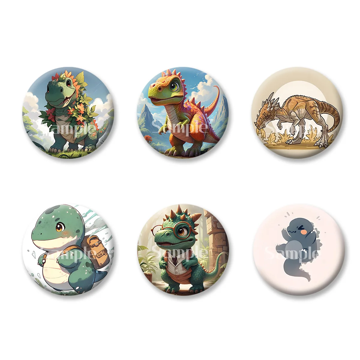 

Dinosaur World T. rex Cute Anime Cartoon Flash Badge Keychains Makeup Mirror Fridge Magnet ACG Goods Game Peripherals Toy Gift