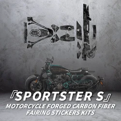 For HARLEY SPORTSTER S Bike Forged Carbon Fiber Protective Stickers Kits Motorcycle Body Paint Area 5D Decoration Decals