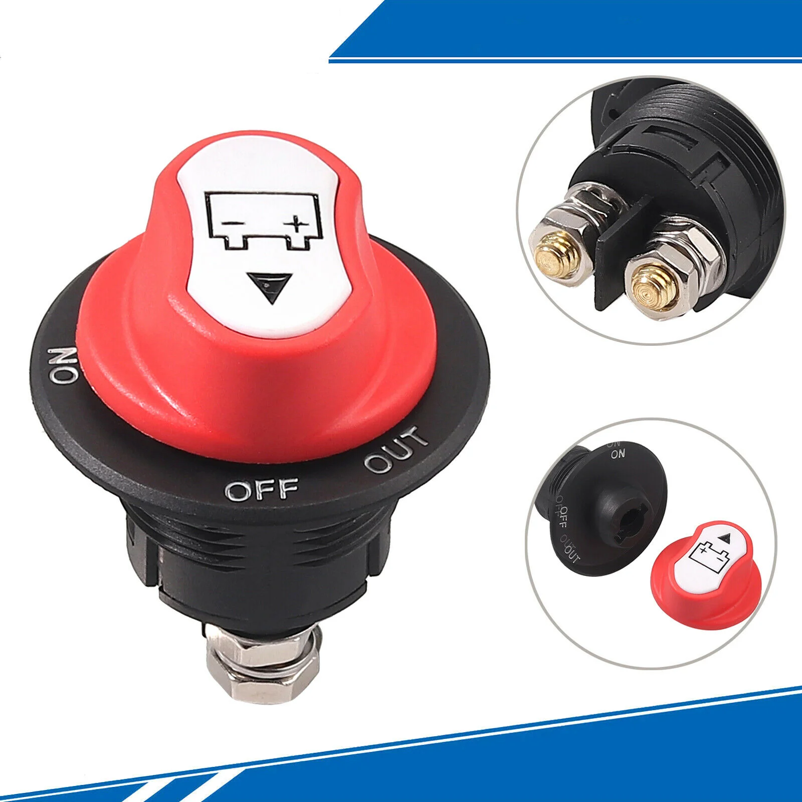 

Battery Disconnect Switch 100A Battery Isolator Switch On/Off For Marine Auto Car Van Boat Waterproof Protection Power Switch