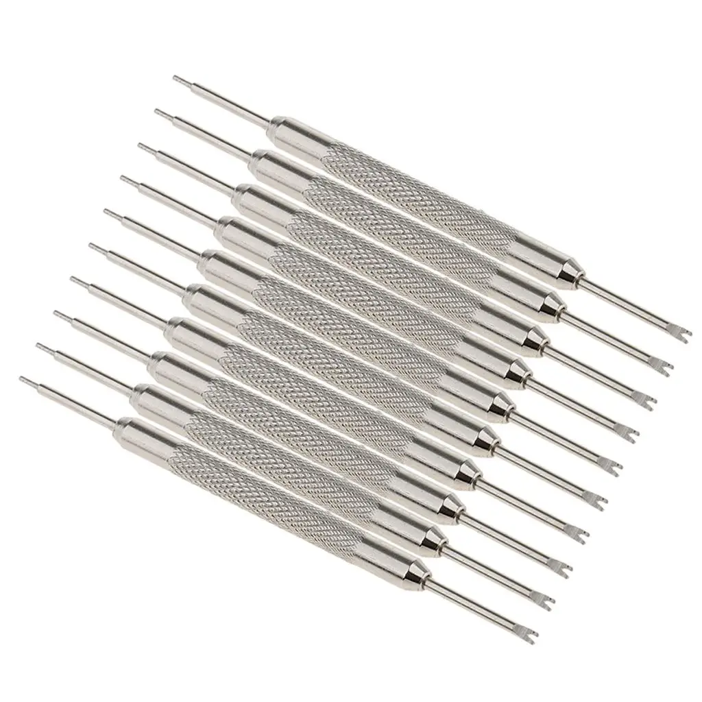 10pcs Prettyia Stainless Steel Watch Band Strap Spring Bar Link Pins Remover Watch Repair Tools Silver Color