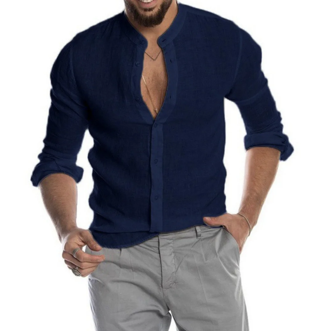 solid color casual long sleeved shirt