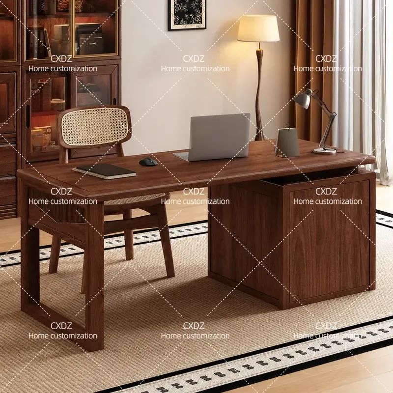 Black Walnut Solid Wood Desk Modern Light Luxury Calligraphy Table Office Writing Desk Simple Home Study Room Furniture with