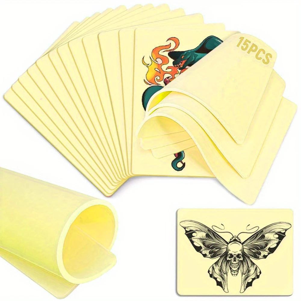 Tattoo Fake Skin, 15Pcs Pure Silicone Tattoos Practice Skin, Double Sides Real Thick Feeling Soft Tattoo Skins, Tattooing Mi