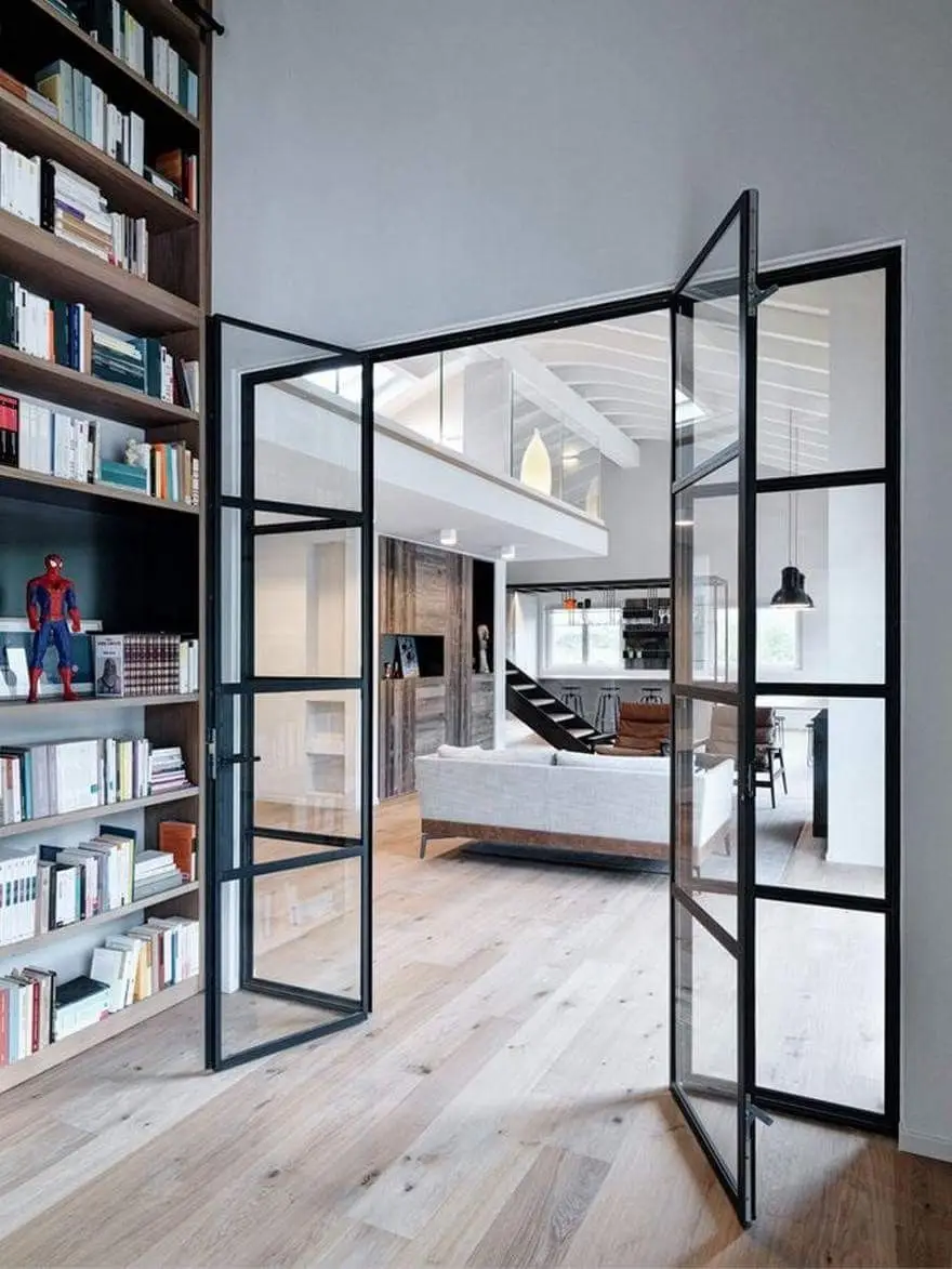 Household Large Size Indoor French Double Door Long Lasting and Durable Glass Doors Rainproof and Noise Reduction Hinged Doors