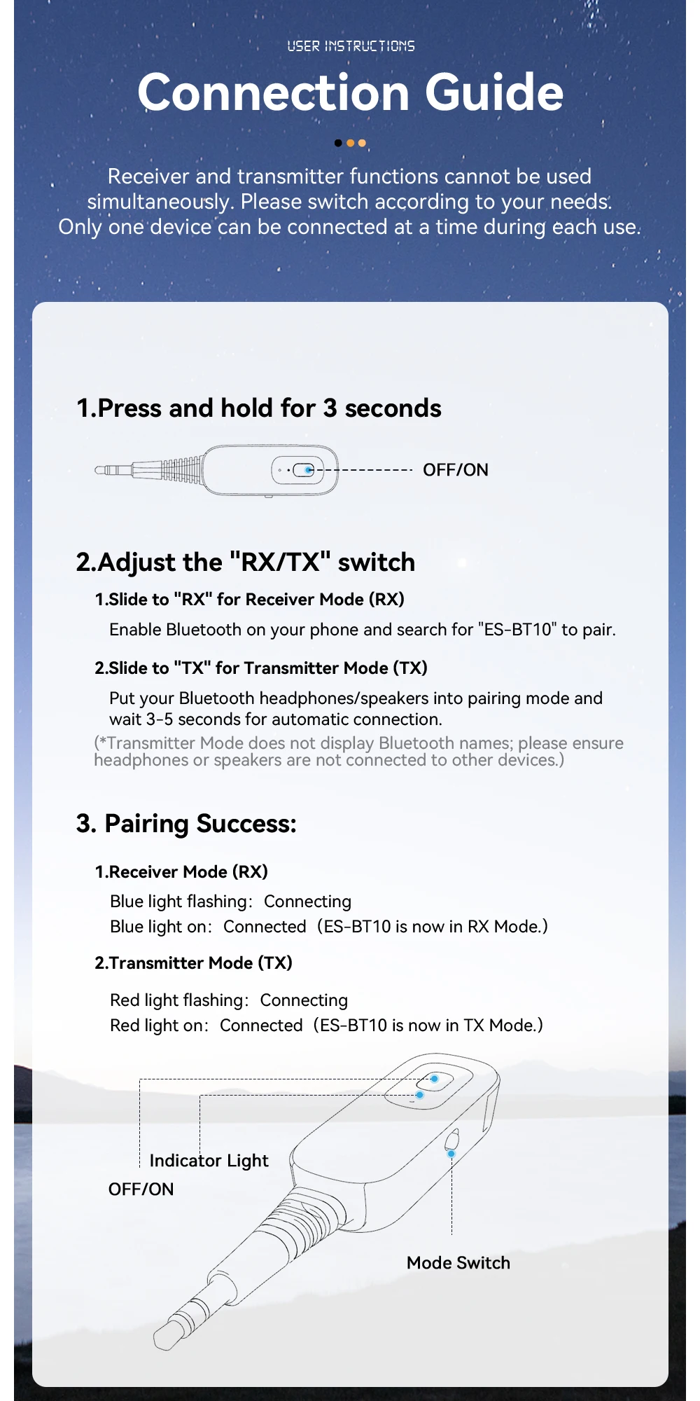Essager 2-in-1 Bluetooth Audio Receiver Sender Wireless Bluetooth 5.1 3,5 mm AUX Audio Adapter Stereo für Kopfhörer TV Auto – Detail 12